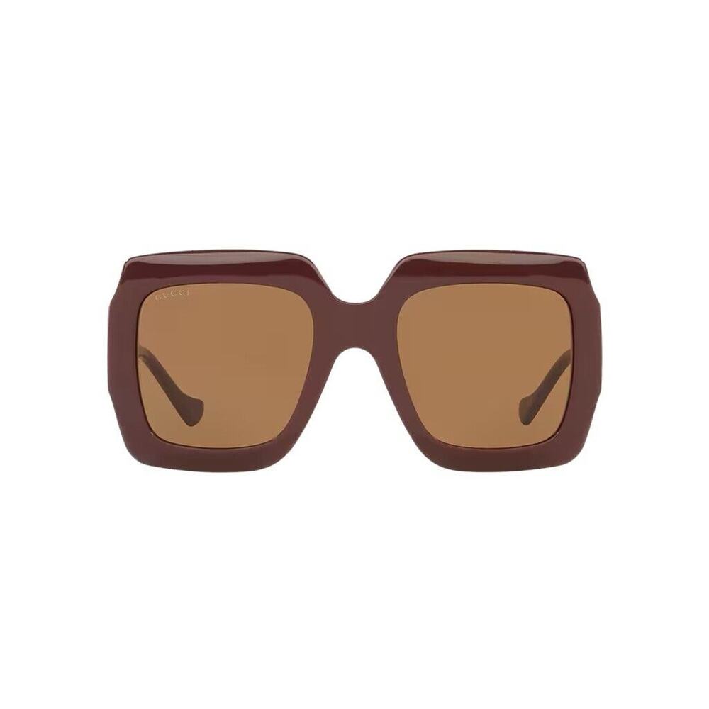Gucci Square Oversized Sunglasses in Deep Burgundy with Brown Lenses - Picture 2 of 9